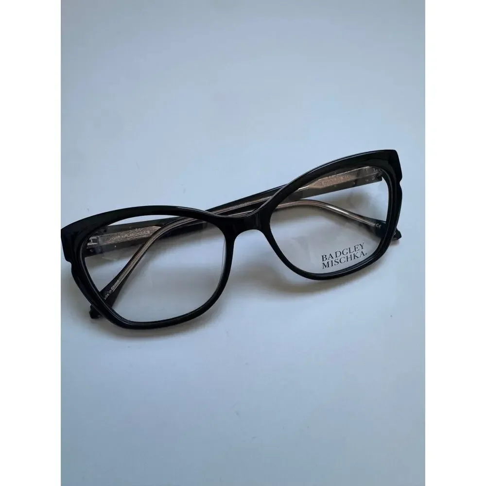 NEW Badgley Mischka Alexine Rhinstone Cat eye thick black frame eyeglasses